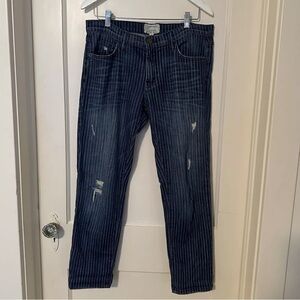 Current Elliott Pinstripe Boyfriend Jeans Womens Size 27 The Fling